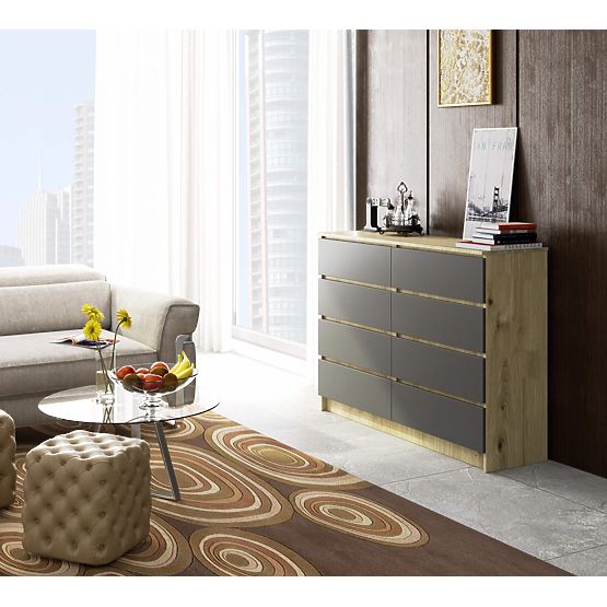 KOMODA K140 8SZ CLP HRAST ARTISAN / SIVA