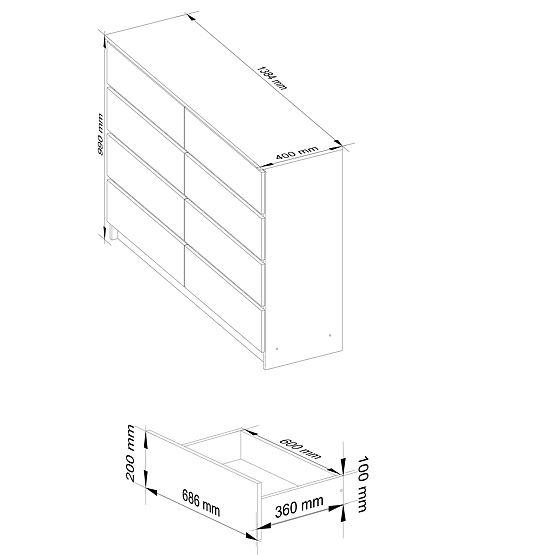 KOMODA K140 8SZ CLP PK SONOMA / BIJELA