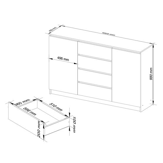 KOMODA K160 2D 4SZ CLP PK BIJELA / SIVA