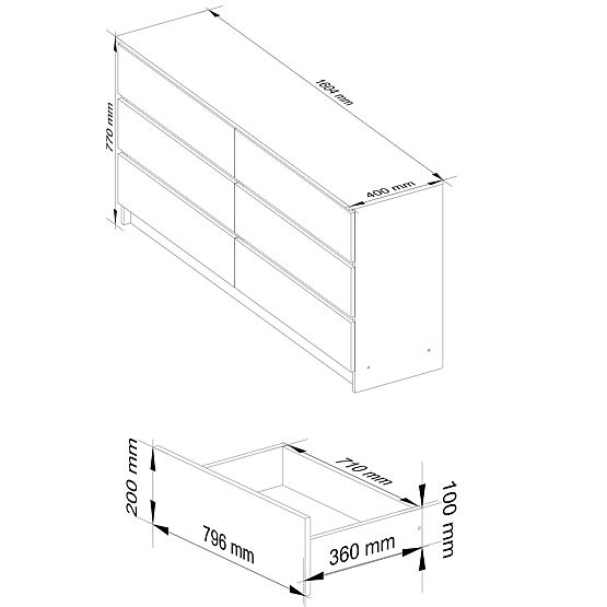 KOMODA K160 6SZ CLP PK HRAST SONOMA / BIJELA