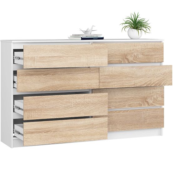 KOMODA K160 8SZ CLP PK BIJELA / HRAST SONOMA
