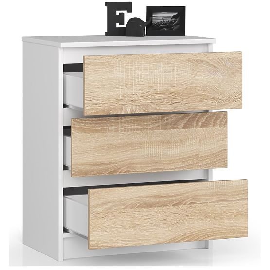 KOMODA K60 3 LADICE CLP BIJELA / SONOMA