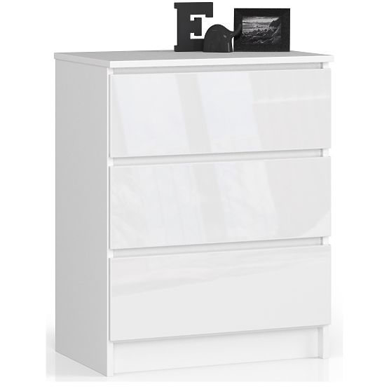 KOMODA K60 3 LADICE CLP PK BIJELI SJAJ
