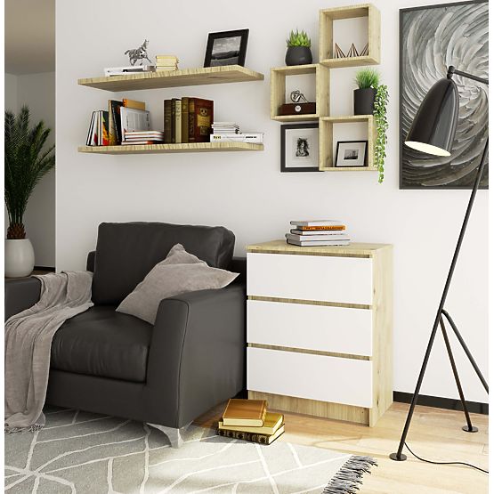 KOMODA K60 3 LADICE CLP PK HRAST ARTISAN / BIJELA