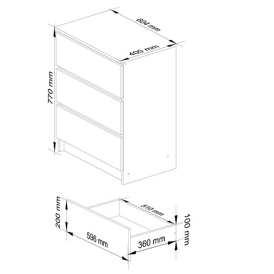 KOMODA K60 3SZ CLP GRAFIT SIVA / BIJELA
