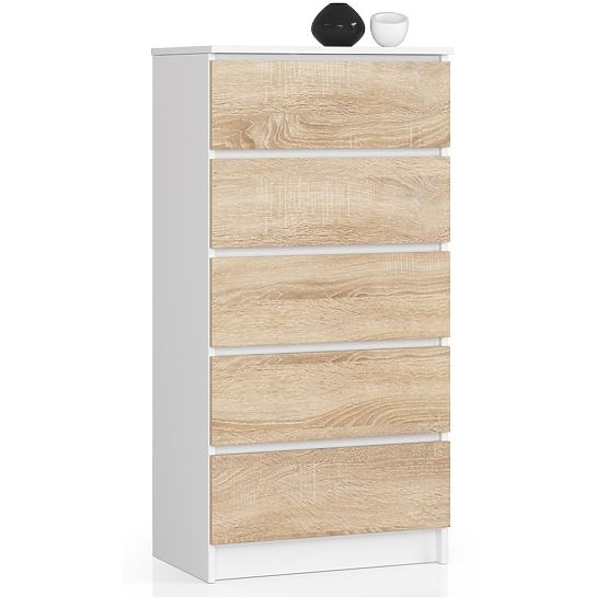 KOMODA K60 5 LADICA CLP PK BIJELA / SONOMA