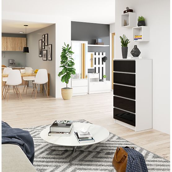 KOMODA K60 5 LADICA CLP PK CRNI SJAJ