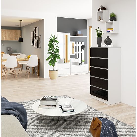 KOMODA K60 5 LADICA CLP PK CRNI SJAJ
