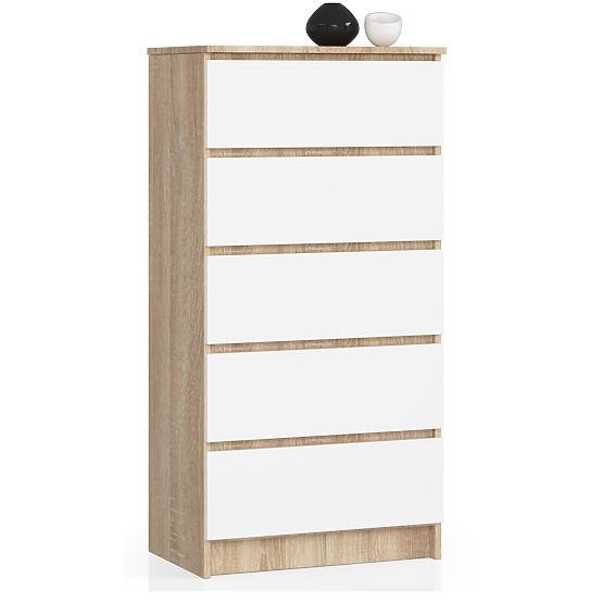 KOMODA K60 5 LADICA CLP PK HRAST SONOMA / BIJELA