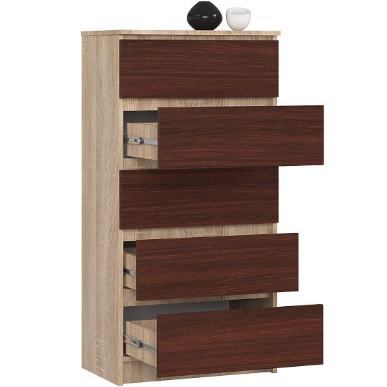 KOMODA K60 5 LADICA CLP PK HRAST SONOMA / WENGE