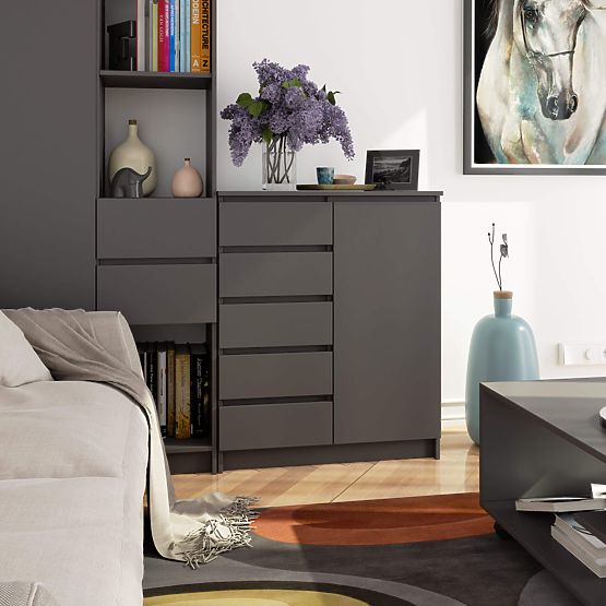 KOMODA K80 1D 5SZ PK GRAFIT SIVA