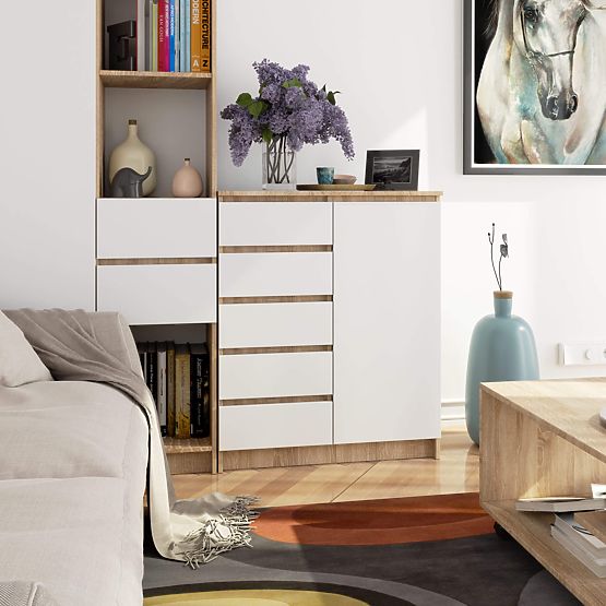 KOMODA K80 1D 5SZ PK HRAST SONOMA / BIJELA