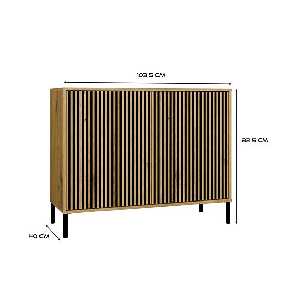 Komoda KAMARO 2D SLIM DUB ARTISAN S Rebrastom Prednjom Pločom