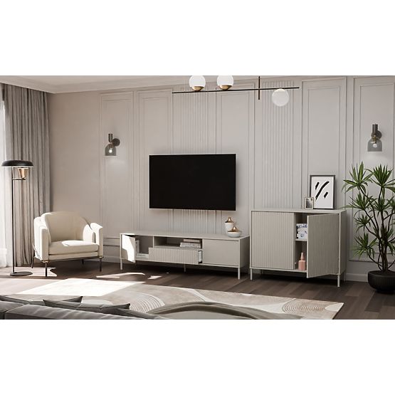 Komoda KAMARO 2D SLIM KAŠMIR S Prednjim Panelom Od Letvica