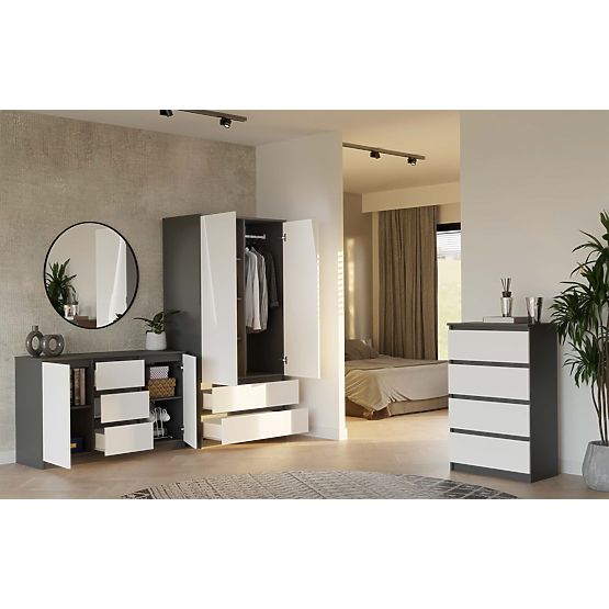 Komoda Malwa 2D3S ANTRACIT BIJELA