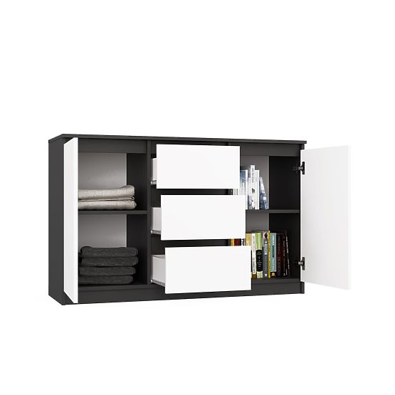 Komoda Malwa 2D3S ANTRACIT BIJELA