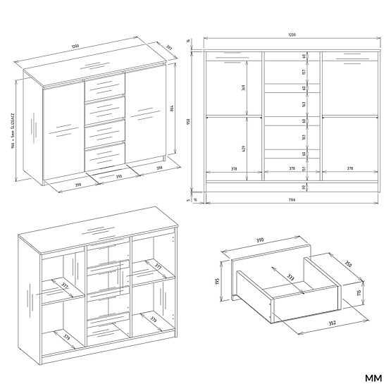 Komoda Malwa 2D4S 120 HRAST ARTISAN KAŠMIR BEŽ