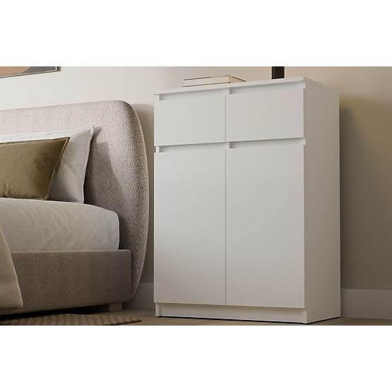 Komoda Malwa 2DD2S Ormar 2 Vrata 2 Ladice za Dnevni Boravak BIJELA