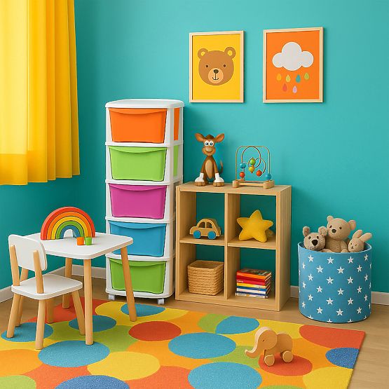 Kontejner za igračke s 5 ladica na kotačićima