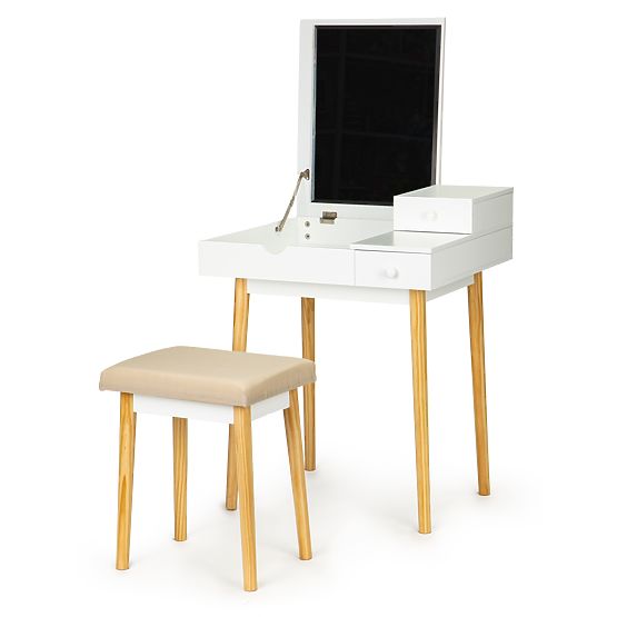 Kozmetički stol s ogledalom i stolicom