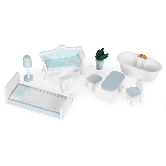 Kućica za lutke Alice 3 kata 4 sobe set 9 komada namještaja ECOTOYS