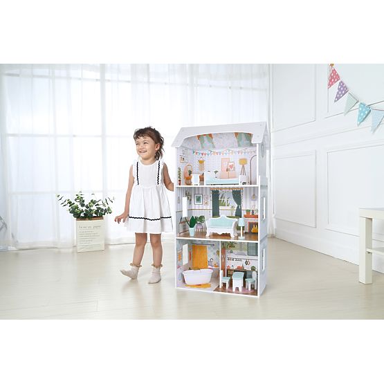 Kućica za lutke Alice 3 kata 4 sobe set 9 komada namještaja ECOTOYS