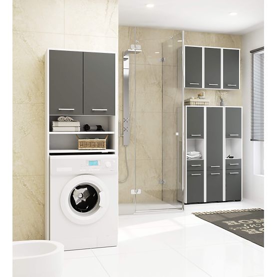 Kupaonski ormarić FIN iznad perilice - bijelo-grafitno siva - 2 vrata