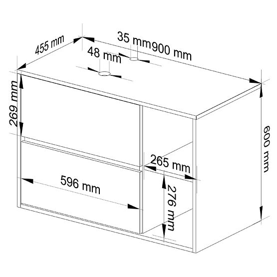 KUPAONSKI ORMARIĆ ISPOD UMIVAONIKA S OTVORIMA VAMI W90 UM 2SZ 2P BIJELA / GRAFITNO SIVA