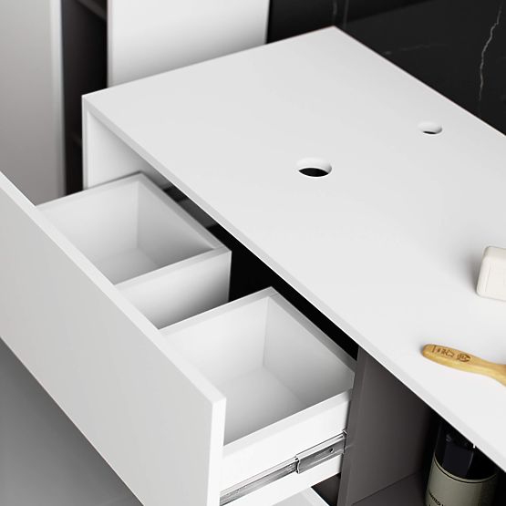 KUPAONSKI ORMARIĆ ISPOD UMIVAONIKA S OTVORIMA VAMI W90 UM 2SZ 2P BIJELA / GRAFITNO SIVA