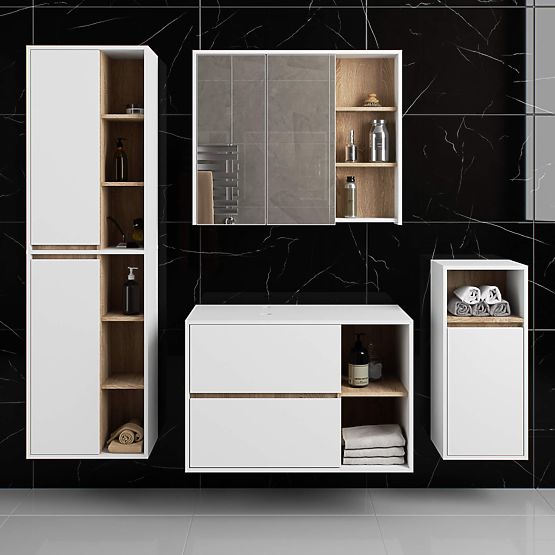 KUPAONSKI ORMARIĆ ISPOD UMIVAONIKA S OTVORIMA VAMI W90 UM 2SZ 2P BIJELA / HRAST SONOMA