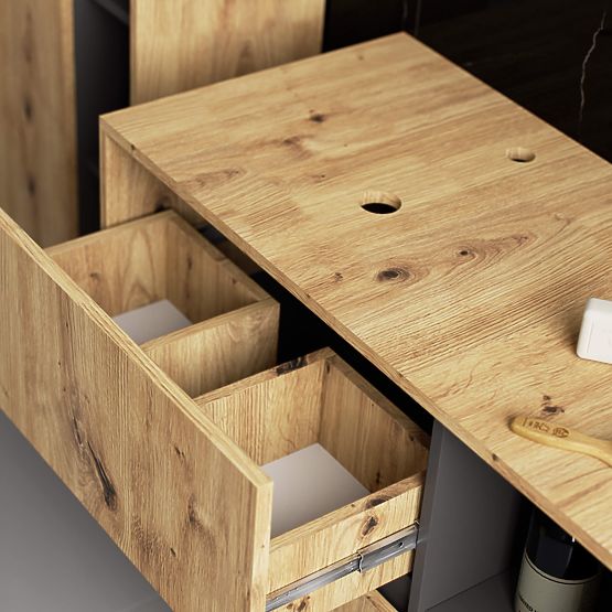 KUPAONSKI ORMARIĆ ISPOD UMIVAONIKA S OTVORIMA VAMI W90 UM 2SZ 2P HRAST ARTISAN / GRAFITNO SIVA