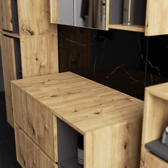 KUPAONSKI ORMARIĆ ISPOD UMIVAONIKA S OTVORIMA VAMI W90 UM 2SZ 2P HRAST ARTISAN / GRAFITNO SIVA