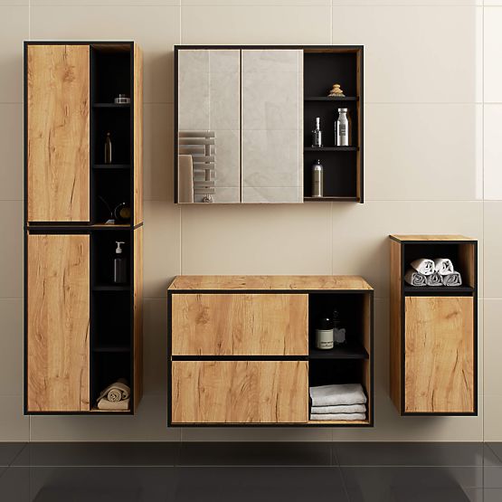 KUPAONSKI ORMARIĆ ISPOD UMIVAONIKA S OTVORIMA VAMI W90 UM 2SZ 2P HRAST CRAFT / CRNA