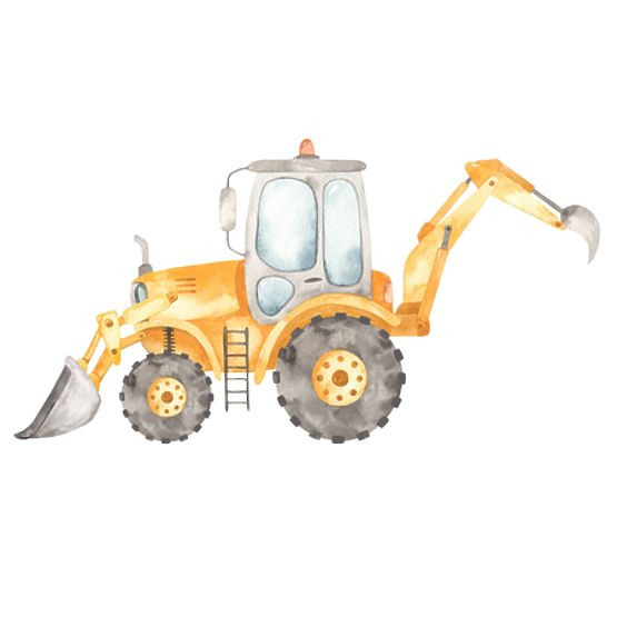 Kutija za igračke Daria bijela s otiskom Žuti bager