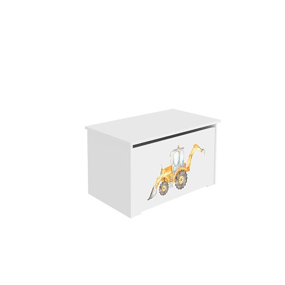 Kutija za igračke Daria bijela s otiskom Žuti bager