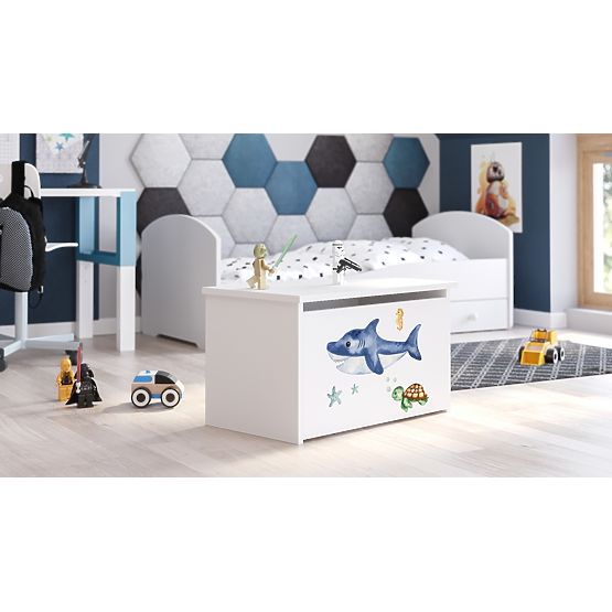 Kutija za igračke Daria bijela s printom Morski pas