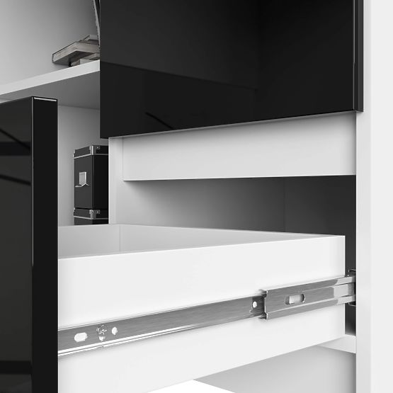 KUTNI PISAĆI STOL B16 124 cm DESNI 3 LADICE BIJELI MAT / CRNI VISOKI SJAJ