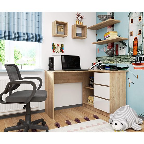 KUTNI PISAĆI STOL B16 CLP DESNI PK SONOMA / BIJELI