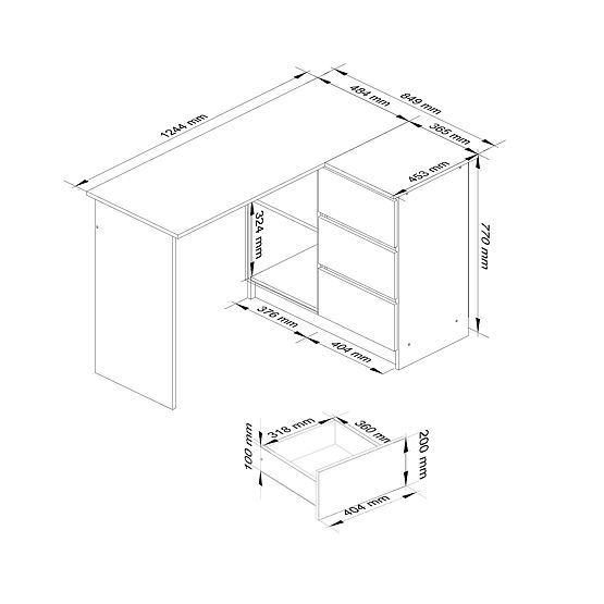 KUTNI PISAĆI STOL B16 CLP DESNI PK SONOMA