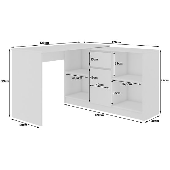 KUTNI PISAĆI STOL - SET B-17 KOMODA I PISAĆI STOL PK BIJELI