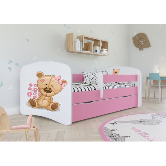 Dječji krevet s ogradom Ourbaby - Medo - ružičasta