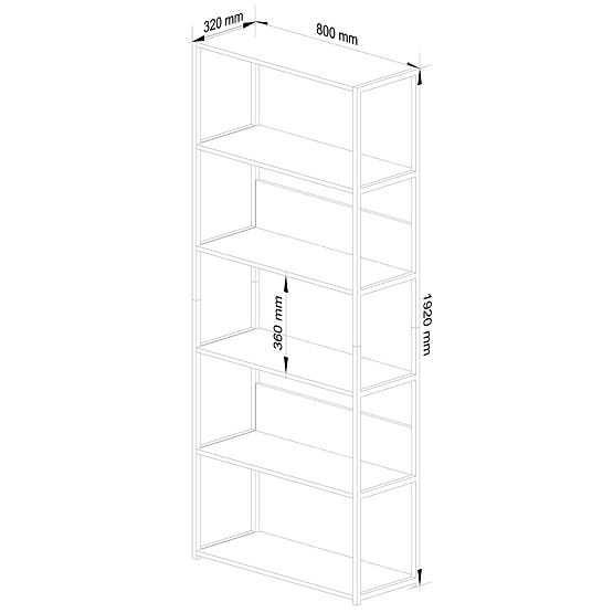 Metalna loft polica 80 cm - bijela-hrast sonoma - 6 polica