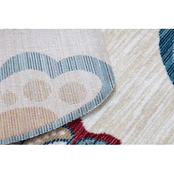 Moderan dječji tepih TOYS 75326 LEPTIR, nepravilnog oblika, krem, crvena fuksija