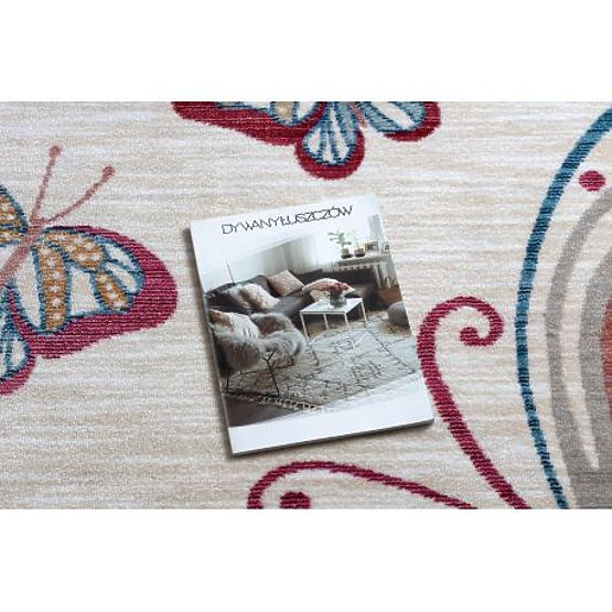 Moderan dječji tepih TOYS 75326 LEPTIR, nepravilnog oblika, krem, crvena fuksija