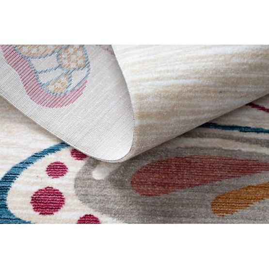 Moderan dječji tepih TOYS 75326 LEPTIR, nepravilnog oblika, krem, crvena fuksija