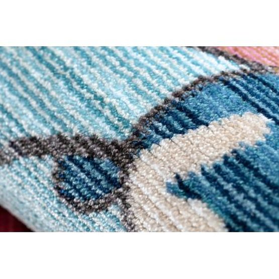 Moderni dječji tepih TOYS 75328 KLAUN, nepravilnog oblika, plava, tirkizna, crvena fuksija