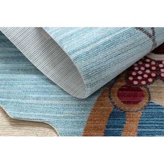 Moderni dječji tepih TOYS 75328 KLAUN, nepravilnog oblika, plava, tirkizna, crvena fuksija