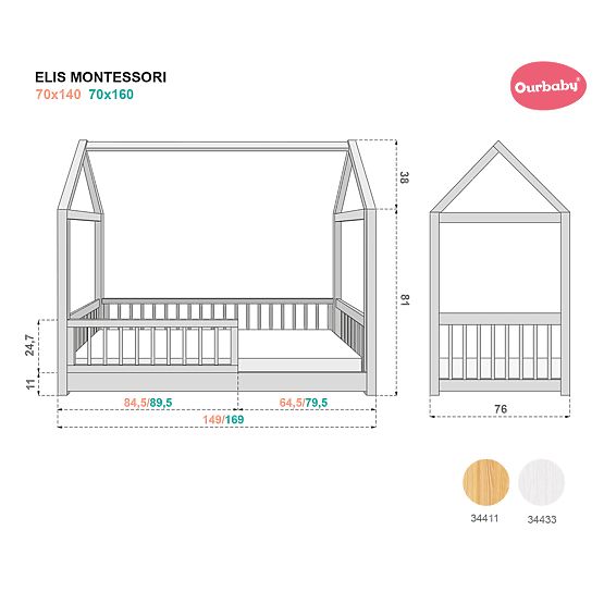 Montessori kućni krevet Elis bijeli