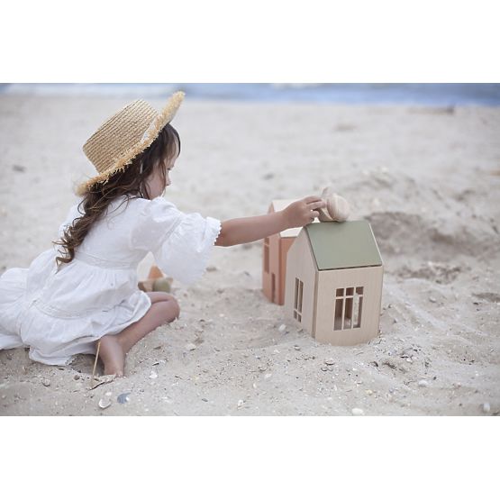 Magnetna Montessori drvena kućica - roza