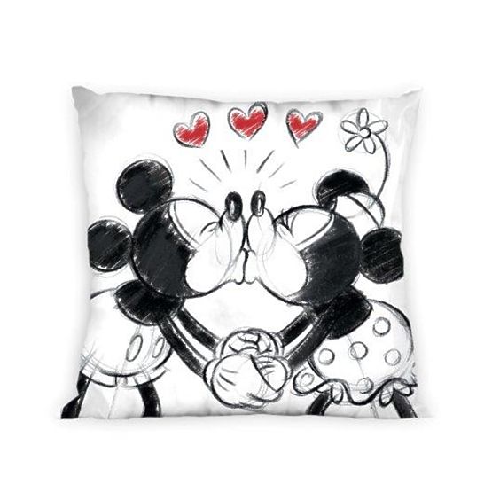 Navlaka za jastuk 40x40 cm - Mickey and Minnie Mouse - crno-bijela